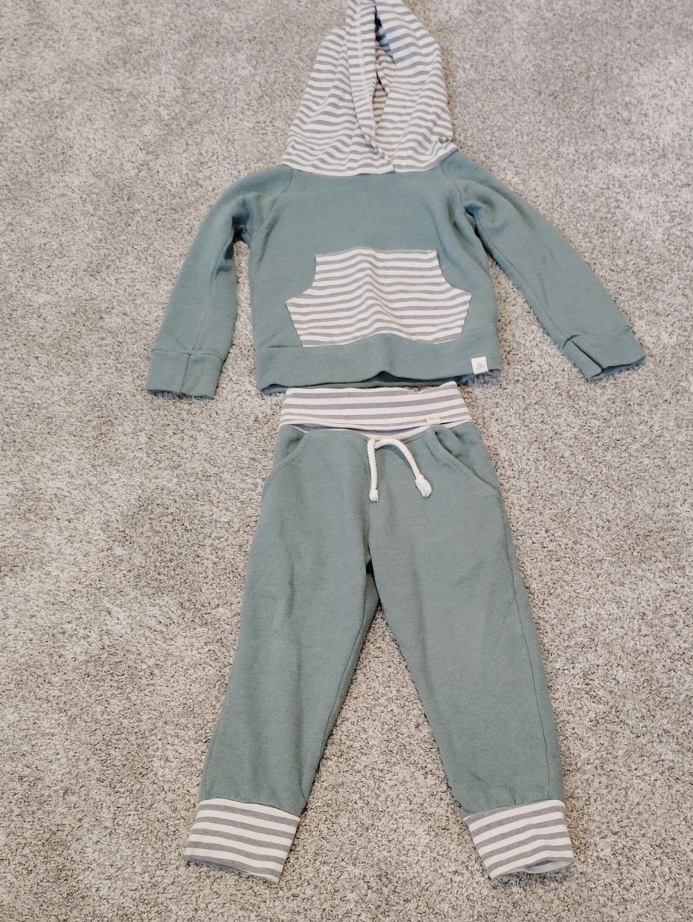Lulu+Roo Kids Teal Hoodie & Jogger Set with Striped Accents